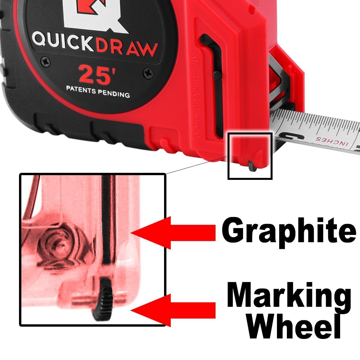 1St Measu Tape With Details about   Quickdraw Pro Easy-Read Self Marking 25' Foot Tape Measure 