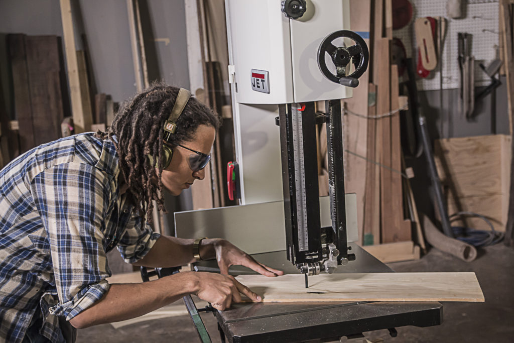 JET Steel Frame Bandsaw in Use