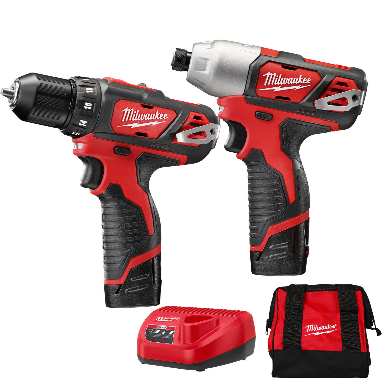 Milwaukee M12 12V LithiumIon Cordless Drill Driver/Impact Driver Combo