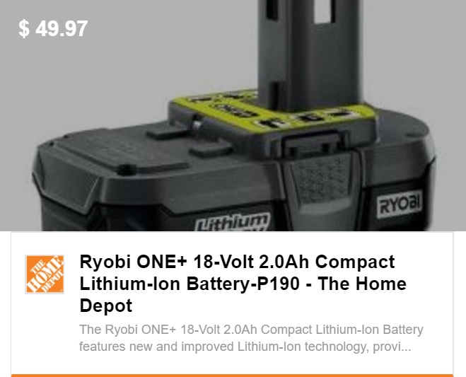 Ryobi 18V 2.0 ah P190 Battery Spotted - About Time! - Tool Craze