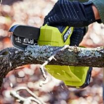 Ryobi 18V Compact Brushless 6" Pruning Chainsaw in action