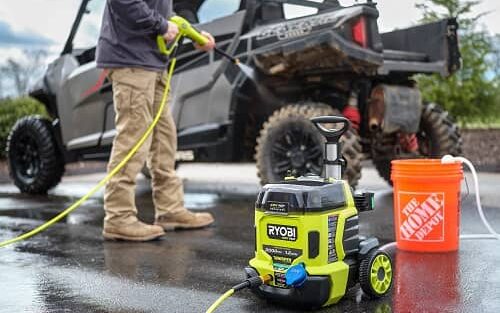 Ryobi 40V HP Brushless Whisper Series 2000 PSI Pressure Washer in action 2