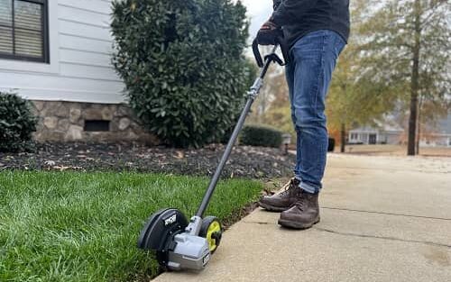 Ryobi 40V HP Brushless Stick Edger in action