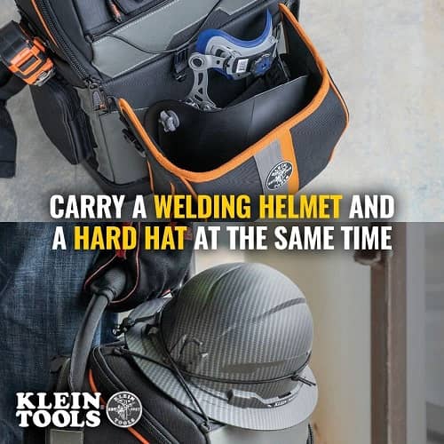 Klein Tools Tradesman Pro Ironworker And Welder Backpack 55665 welding helmet