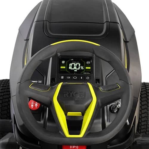 Ryobi 80V HP Brushless Lithium Electric Riding Lawn Tractor cockpit