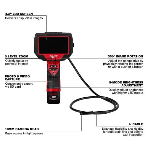Milwaukee M12 M-Spector 360 Inspection Camera features