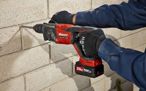 Bauer 20V Brushless 1 Inch SDS Plus Rotary Hammer in action 2