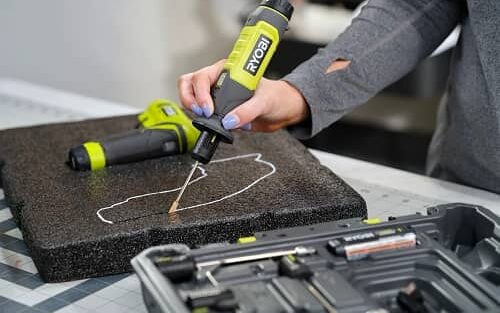 Ryobi USB Lithium Foam Cutter Kit FVH64K in action