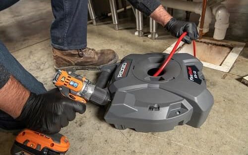 Ridgid K9-12 Flexshaft Drain Cleaning Machine in action